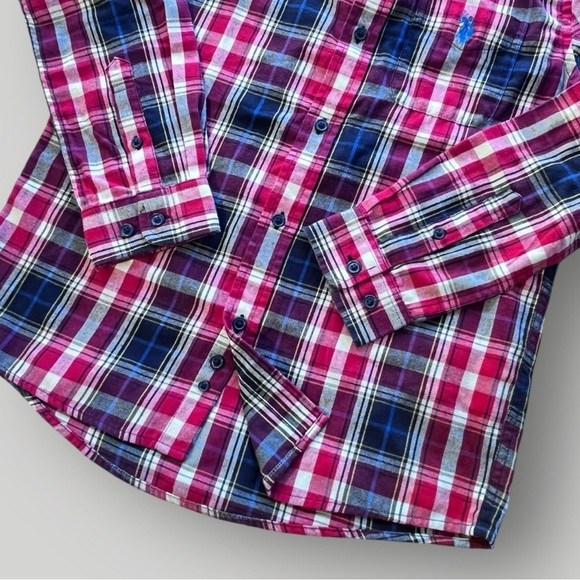 NWOT U.S. POLO ASSN. Blue/Red/White  Plaid Button Down Long Sleeve Shirt - Picture 11 of 16
